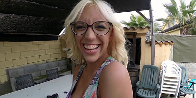 Nerdy blonde is having anal sex