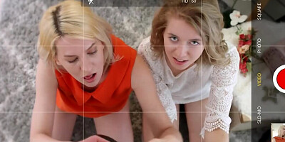 Horny blondes tempt male friend into spontaneous threesome
