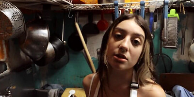 Brunette with a pretty face is enjoying a great gangbang