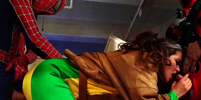 Skinny supergirl knows Spider-Man and Deadpool just want sex