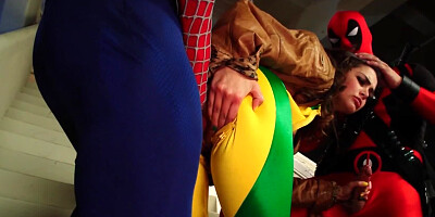 Skinny supergirl knows Spider-Man and Deadpool just want sex