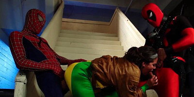 Skinny supergirl knows Spider-Man and Deadpool just want sex