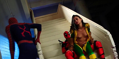 Skinny supergirl knows Spider-Man and Deadpool just want sex