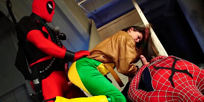 Skinny supergirl knows Spider-Man and Deadpool just want sex