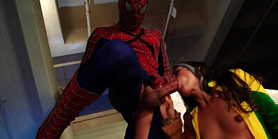 Skinny supergirl knows Spider-Man and Deadpool just want sex