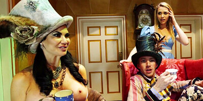Horny, masked people are having group sex