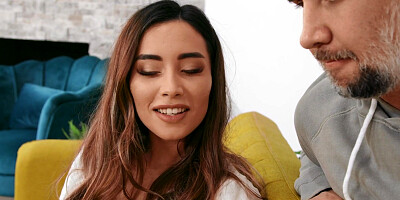 Teen Aria Lee is sucking cock and licking balls