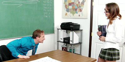 Student Aurora Belle strips of her lingerie to get fucked by her teacher