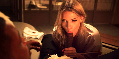 Leah Lee gets black moster cock deep in her cunt near fireplace