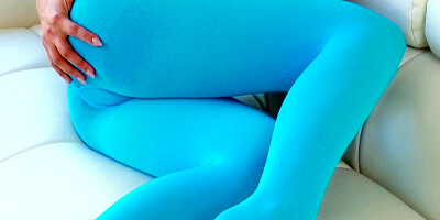 Adriana Chechik teasing in a blue pantyhose