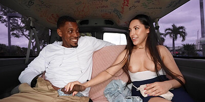 Selena Ivy is sucking huge black dick in BangBus
