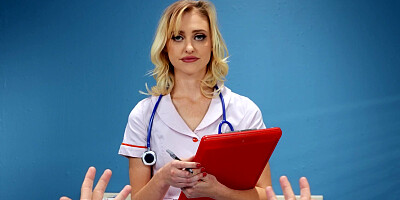 Nurse Chloe Cherry milks a load for the sperm bank