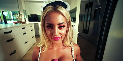 Gorgeous maid FIt Kitty pleases horny dude in the kitchen