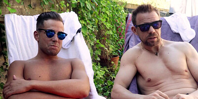 Two European hotties fucking by the poolside