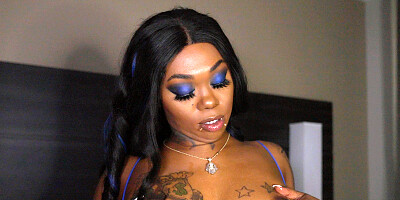 Mrs Feedme takes cum on her tattooed butt cheeks after servicing firm cock