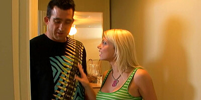 Petite blonde fell for her personal trainer