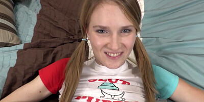 Pigtailed schoolgirl Ashley Lane makes her daddy cum