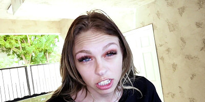 Blue-eyed slut Zoe Clark polishing stepdad's cock with her mouth and pussy