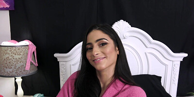 Delicious latina Jasmine Vega servicing stepbrother's dick with pleasure