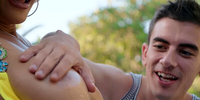 Lisa Ann fucks her pool boy outdoors