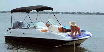 Tanned sex freak Kenzie Madison fucking on the boat