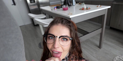 Tattooed bitch Brenna McKenna gives a deep blowjob and gets a load on her face