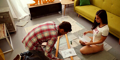 Curvy spanish Nekane mounts her man after work