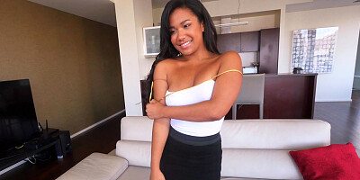 Sweet ebony girl is about to cum