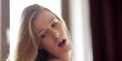 Blonde and naughty couple play together in the bedroom