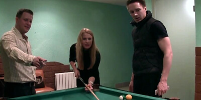 Two frat boys fuck a married teacher in a bar