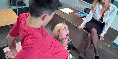 Two blondes are getting their cunts rammed in front of the camera