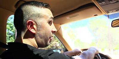 Slutty Latina sucking cock in the car before they fuck