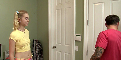 Young babysitter Chloe Cherry comforts her divorsed boss