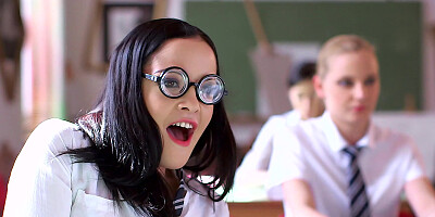 Dark haired schoolgirl likes her teacher