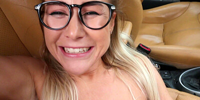 Madison McQueen in glasses gets her shaved pussy drilled
