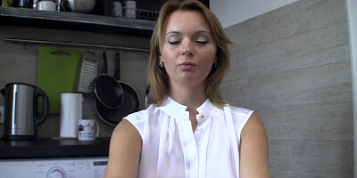 Real cutie and her naughty session in kitchen