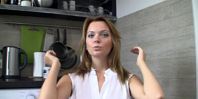 Real cutie and her naughty session in kitchen