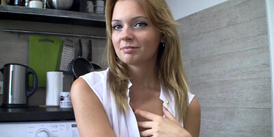 Real cutie and her naughty session in kitchen