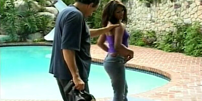 Latina sweetie banged by the outdoor swimming pool