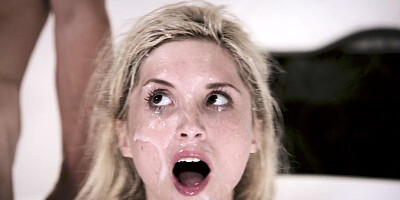 Piper Perri gets facialed by three guys