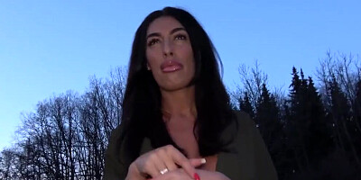 Public Agent Northern Lass catches Euro perv wanking his cock outside and gets creampie in basement