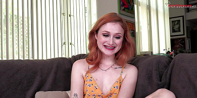 21yo redhead in glasses deepthroats POV dick and talks dirty