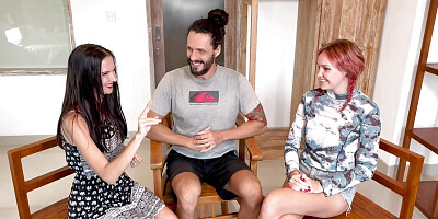David',s cock is sucked off by the cute redhead