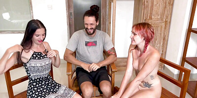 David',s cock is sucked off by the cute redhead
