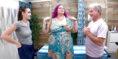Masseur Fucks BBW Sara Star with Help From His Sexy Trainee