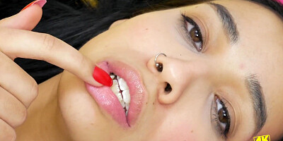 Glamorous teen 19 slow caress over naked body in 4K