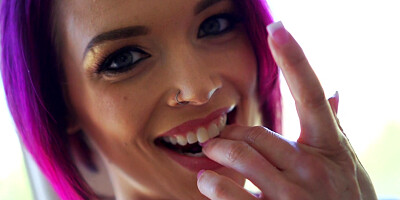 Super-stacked bombshell Anna Bell Peaks masturbates, licking her wet fingers
