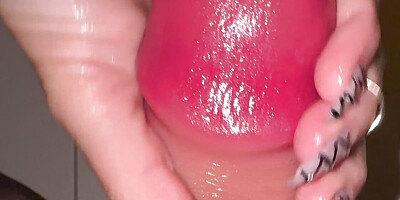 Young Milf Raven Stroking a Fat Cock with Long Nails