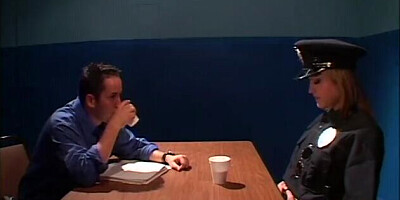 Sexy babe in police uniform gets banged and facialized