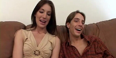 Small tits brunette gets her face messy